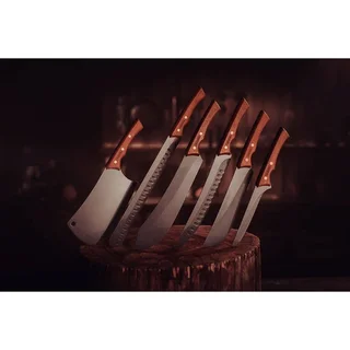 Cuchillo de Carnicero Hoja Churrasco Tramontina 18 cm - Hoja de Acero Ennegrecido, Mango de Madera