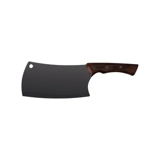 Cuchillo de Carnicero Hoja Churrasco Tramontina 18 cm - Hoja de Acero Ennegrecido, Mango de Madera