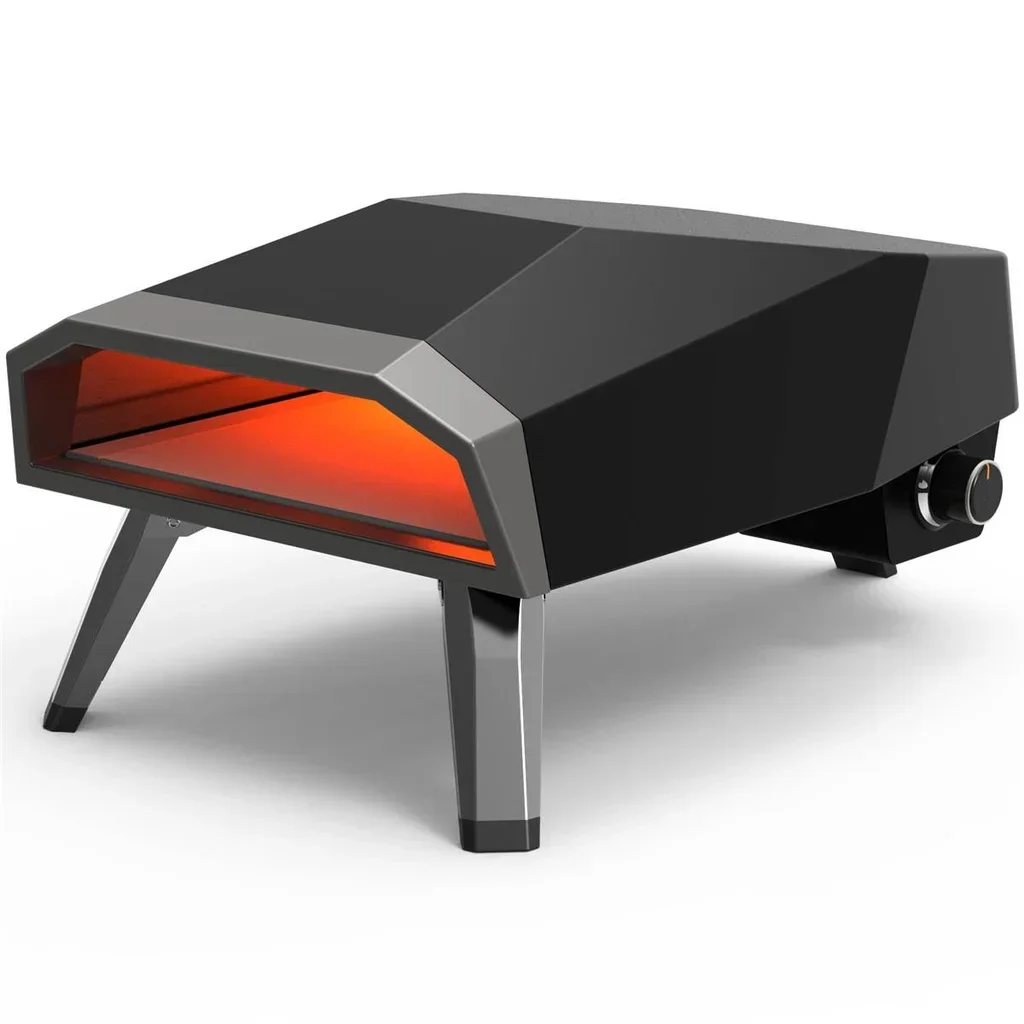 Horno de pizza a gas portátil exterior 500°C cocción 60 segundos piedra refractaria 30cm