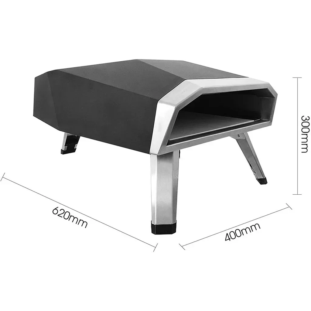 Horno de pizza a gas portátil exterior 500°C cocción 60 segundos piedra refractaria 30cm
