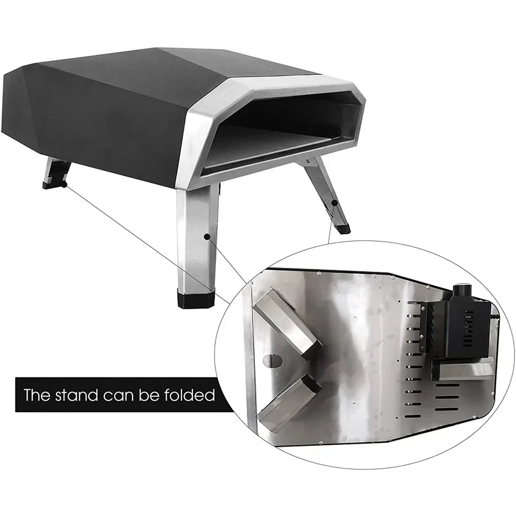 Horno de pizza a gas portátil exterior 500°C cocción 60 segundos piedra refractaria 30cm