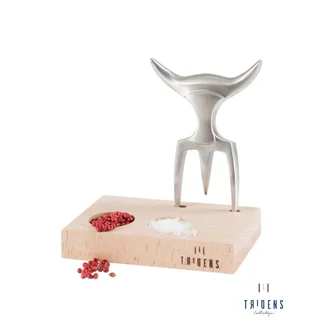 Tenedor carne TRIDENS acero inoxidable mango madera soporte haya grabado