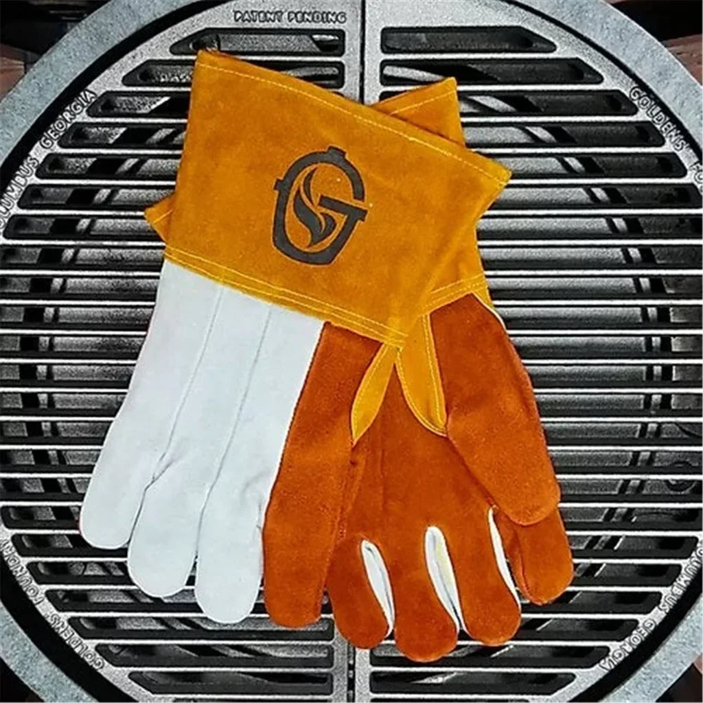 Guantes protección térmica cuero Goldens Cast Iron resistencia 205°C barbacoa grill