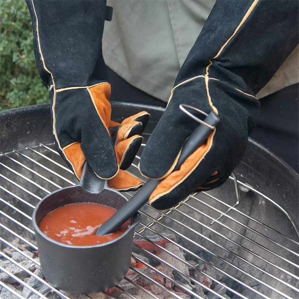 Guantes Resistentes al Calor de Cuero Gamuzado Steven Raichlen – 45 cm
