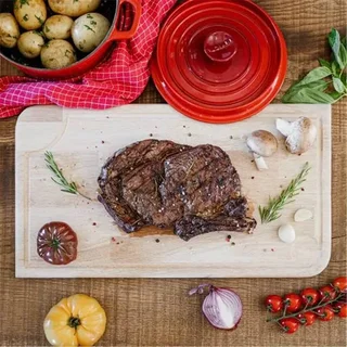 Large solid wood cutting board handmade French 49x27cm