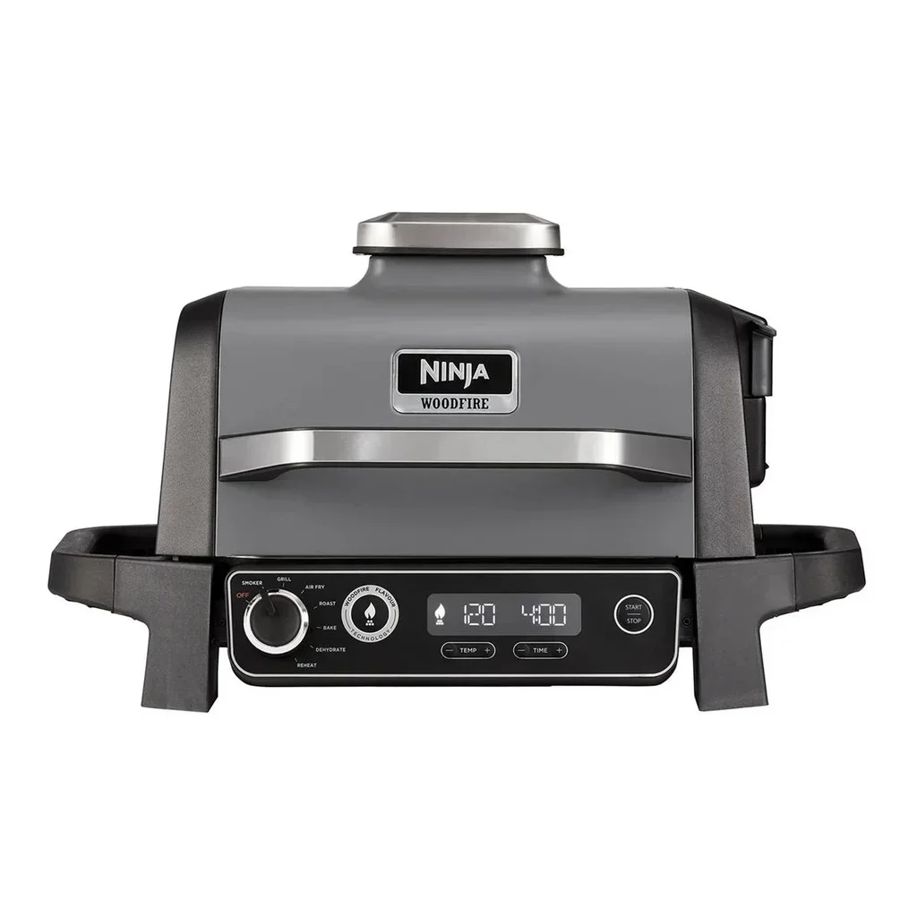 Grill eléctrico Ninja Woodfire 7 en 1 con ahumador integrado y freidora de aire - 2400W