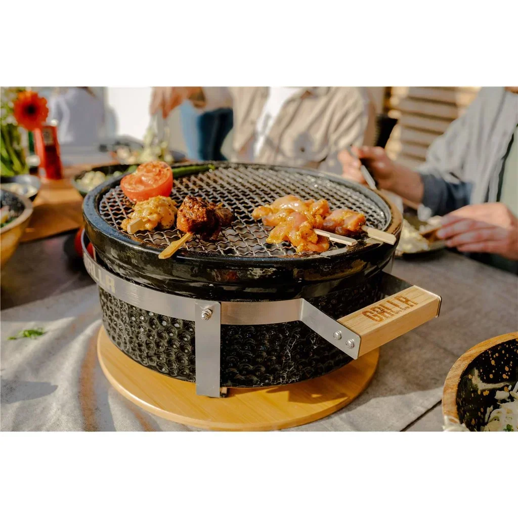Gril de table japonais Shichirin noir Tokyo - Barbecue compact céramique 45 cm