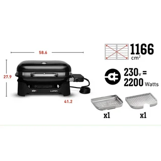 Weber Lumin Compact Grill Eléctrico Barbacoa de Mesa 315°C 5 Modos de Cocción Potente