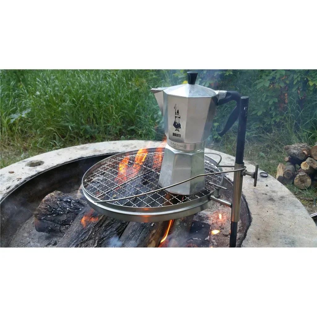 Parrilla barbacoa portátil camping acero inoxidable 44cm plegable