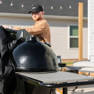 Copertura Protettiva Barbecue Kamado Ghisa Goldens Carrello Griglia Ripiani 147x66x122cm