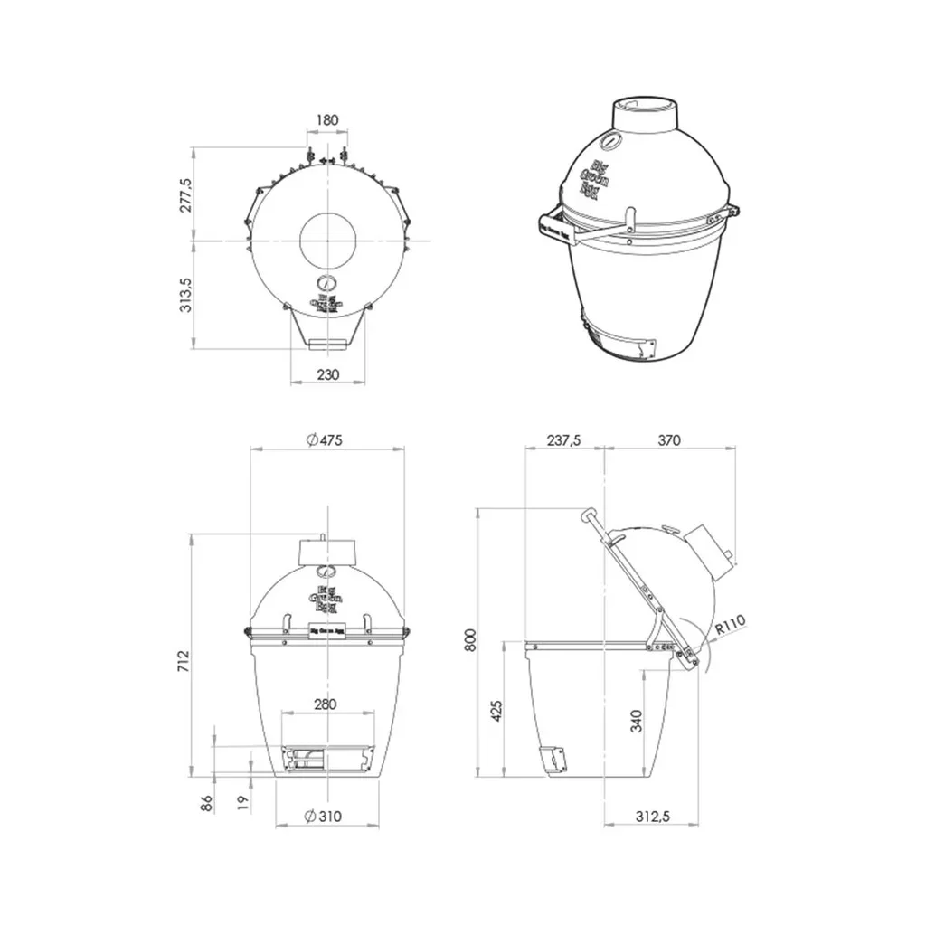 Barbacoa cerámica Big Green Egg Medium Premium para 8-10 personas