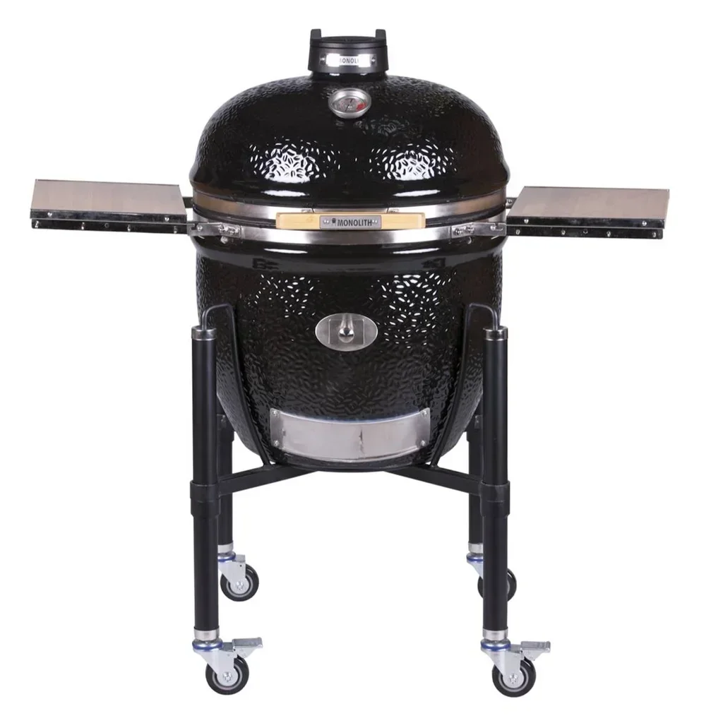 Kamado Monolith CLASSIC ProSerie 2.0 Negro con Carro - Barbacoa Cerámica 44 cm 10 Personas