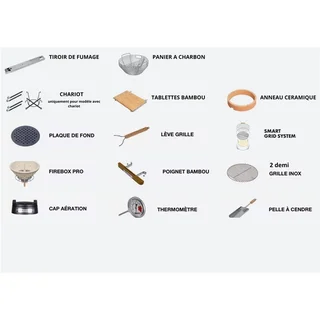 Kamado Monolith CLASSIC ProSerie 2.0 Noir avec Chariot - Barbecue céramique 44 cm 10 personnes