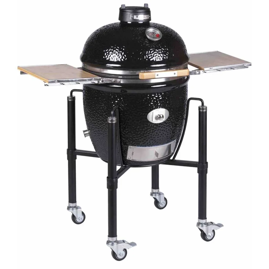 Kamado Monolith CLASSIC ProSerie 2.0 Negro con Carro - Barbacoa Cerámica 44 cm 10 Personas