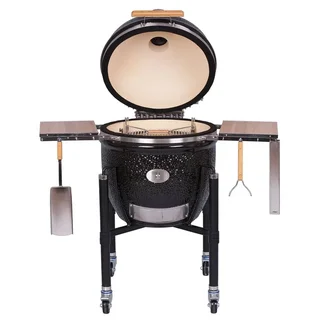 Kamado Monolith LeCHEF Pro Serie 2.0 Negro con Carro - BBQ Cerámica 55cm Premium