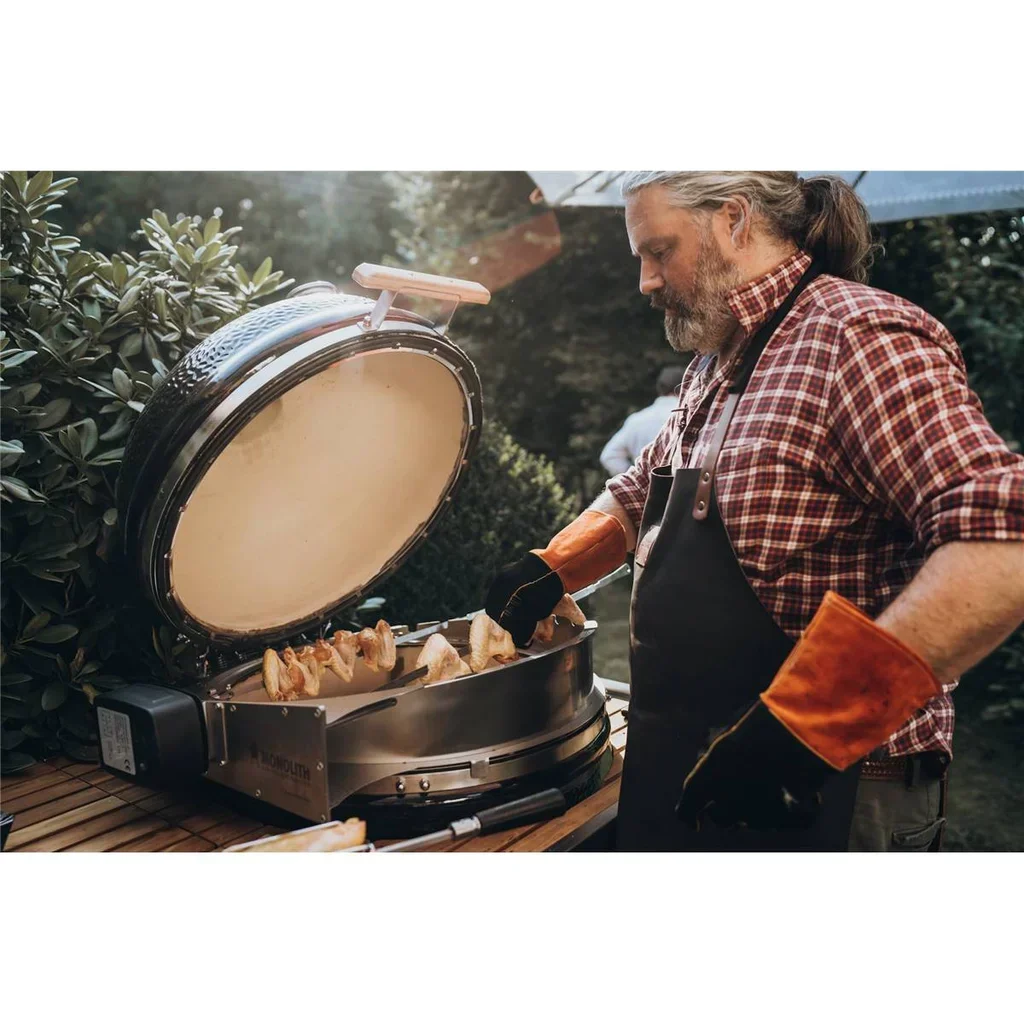 Kamado Monolith LeCHEF Pro Serie 2.0 Negro con Carro - BBQ Cerámica 55cm Premium