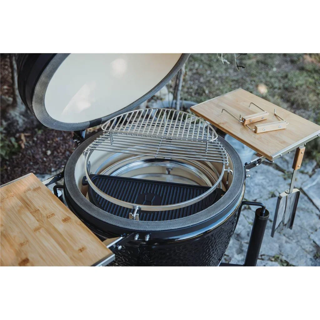 Barbacoa de cerámica Monolith ONE 55 negra con carro y Smart Grid System