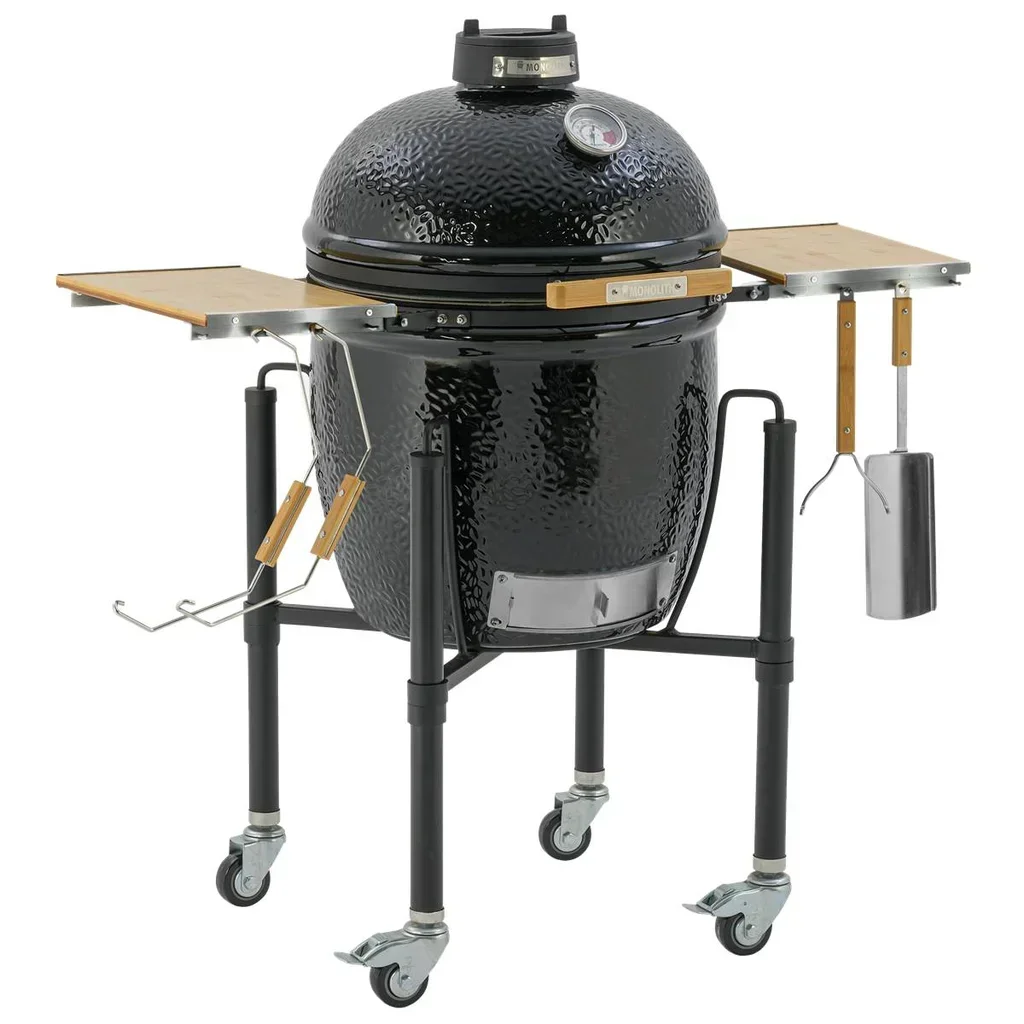Barbacoa de cerámica Monolith ONE 55 negra con carro y Smart Grid System