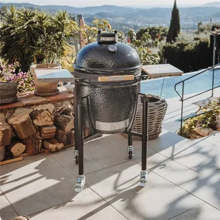 Barbacoa de cerámica Monolith ONE 55 negra con carro y Smart Grid System