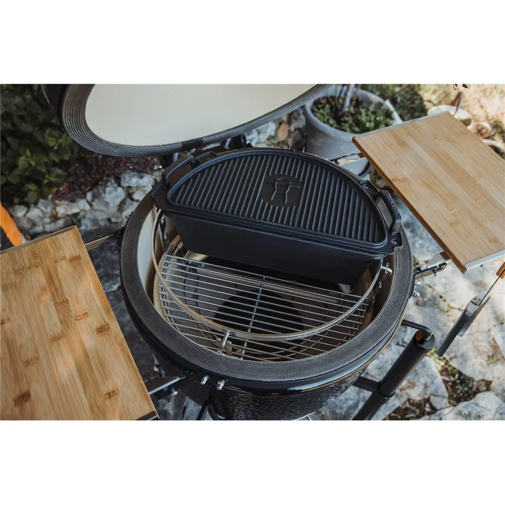 Barbacoa de cerámica Monolith ONE 55 negra con carro y Smart Grid System