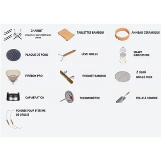 Barbacoa de cerámica Monolith ONE 55 negra con carro y Smart Grid System