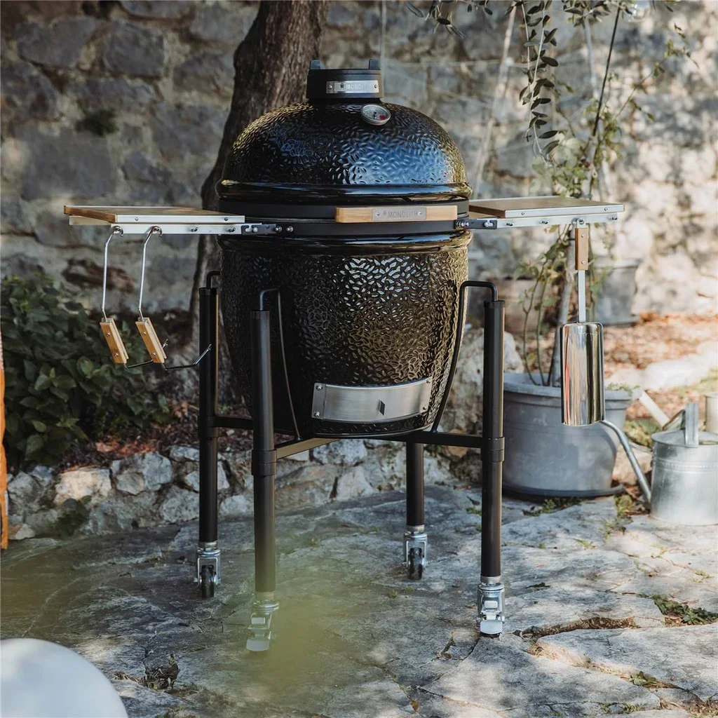 Barbacoa de cerámica Monolith ONE 55 negra con carro y Smart Grid System