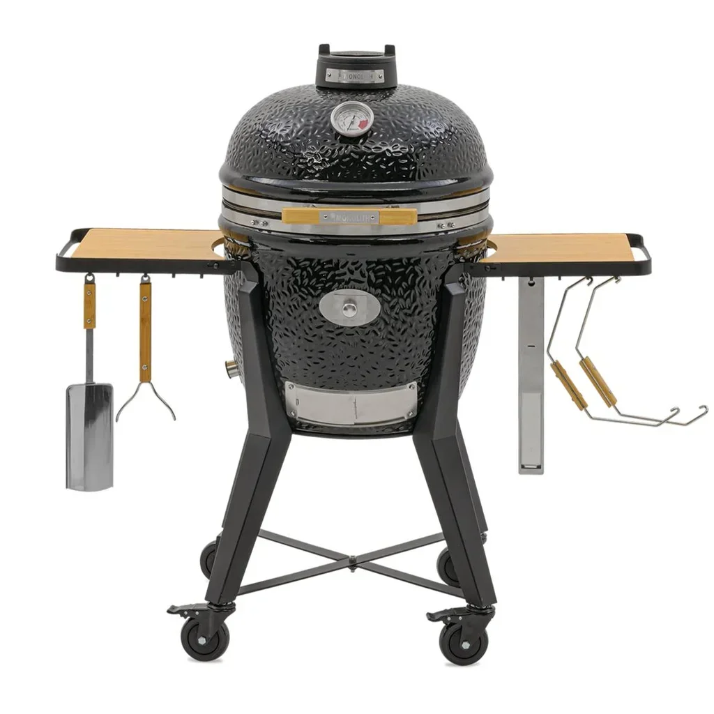 Barbacoa Kamado Monolith TWO 55 Negra con Carrito - Parrilla de Cerámica Premium 44cm