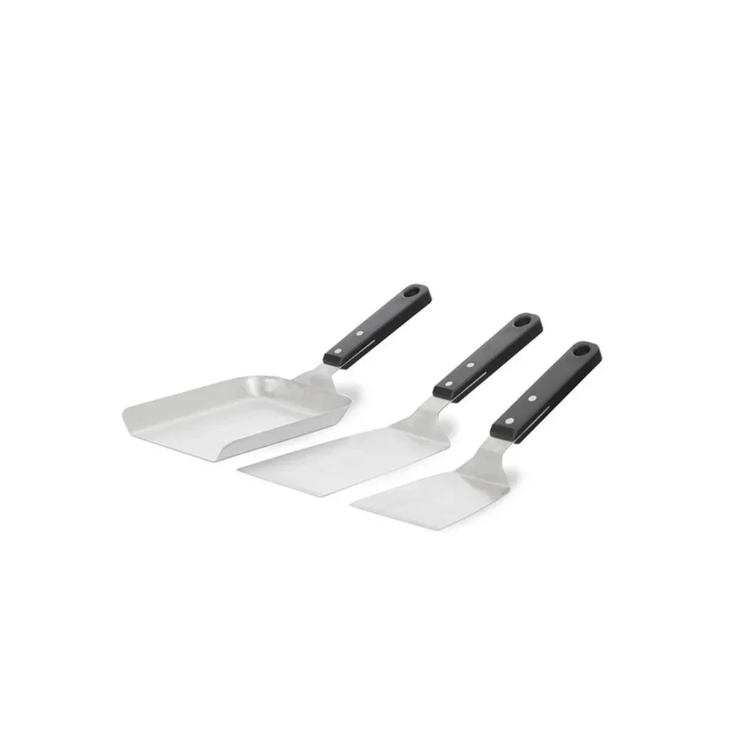 Set de 3 Espátulas de Acero Inoxidable para Plancha de Cocina - Utensilios Multifuncionales Colgables