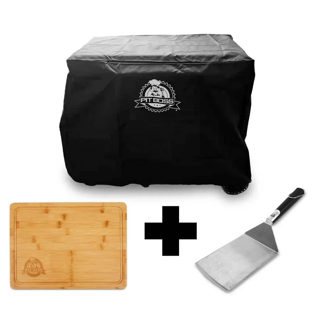 Kit completo de accesorios plancha Pit Boss Ultimate 4 quemadores funda espátula tabla