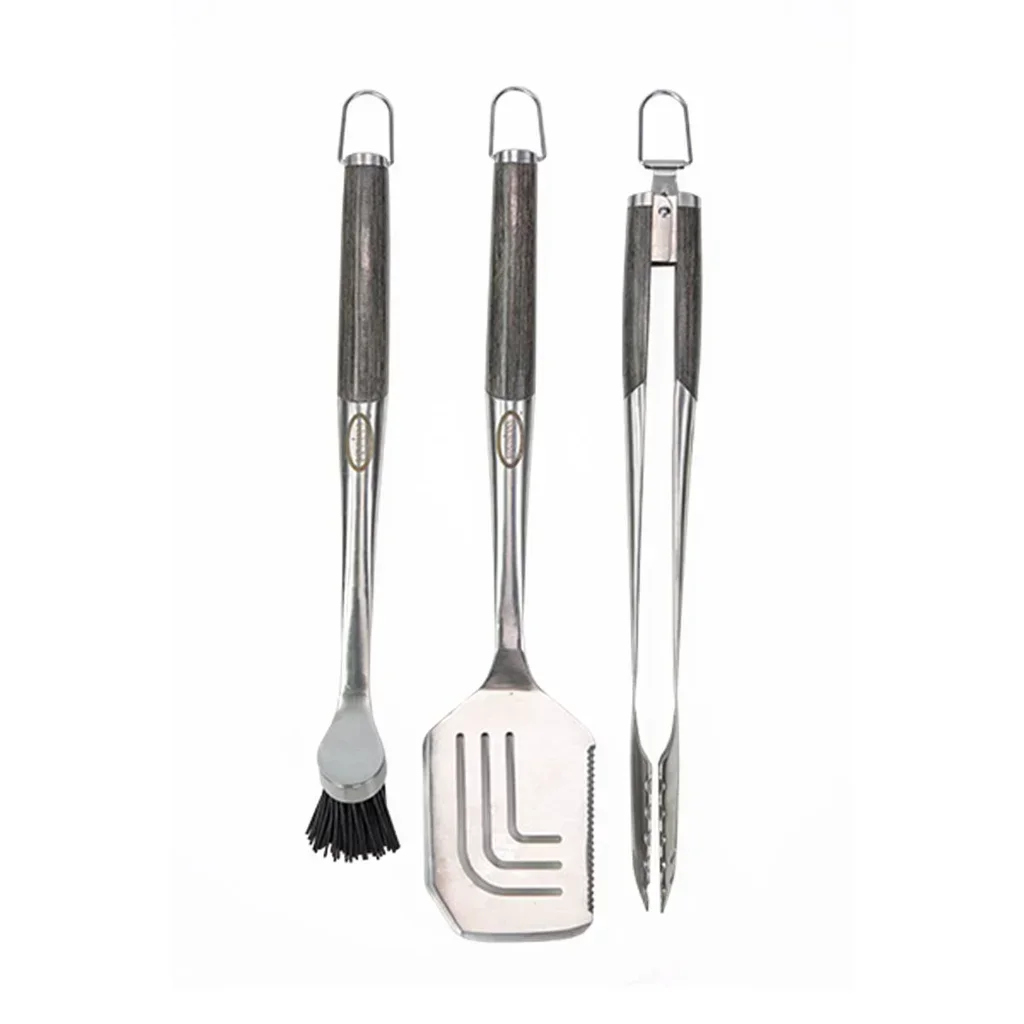 Louisiana Grills Premium BBQ Accessories Set - 3 Piece Spatula Tongs Brush Kit