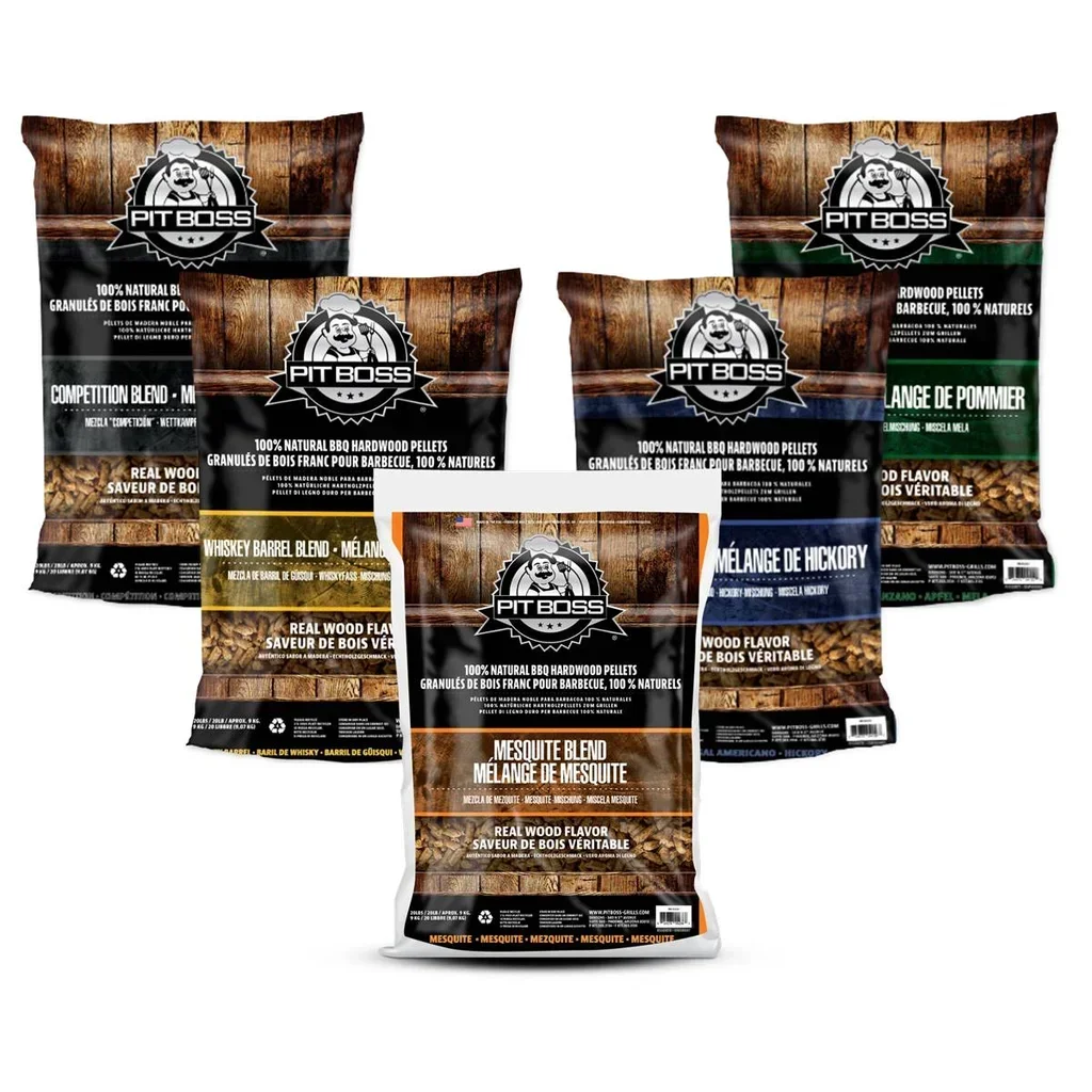 Lote 5 sacos pellets Pit Boss 9kg mezcla 5 maderas barbacoa ahumador