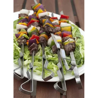 Steven Raichlen Lote 6 Brochetas BBQ 43 cm Acero Inoxidable con Soporte