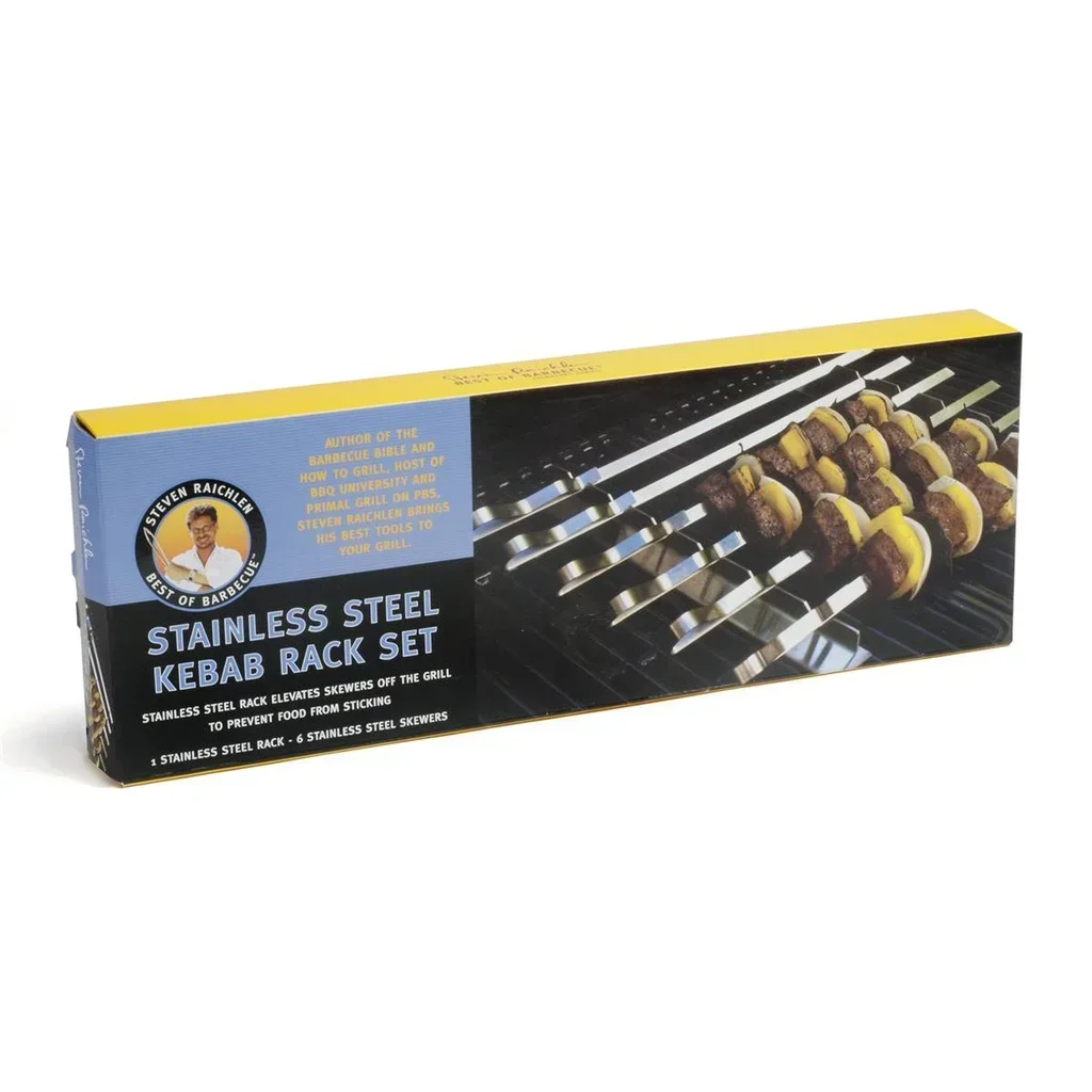 Steven Raichlen Lote 6 Brochetas BBQ 43 cm Acero Inoxidable con Soporte