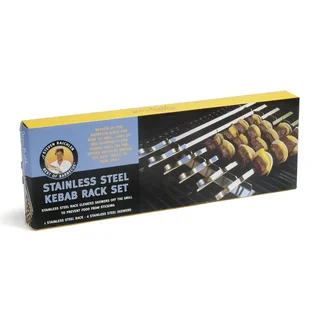 Steven Raichlen Lote 6 Brochetas BBQ 43 cm Acero Inoxidable con Soporte