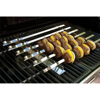 Steven Raichlen Lote 6 Brochetas BBQ 43 cm Acero Inoxidable con Soporte
