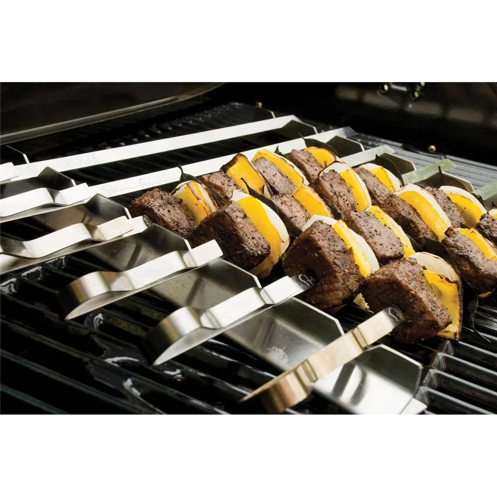Steven Raichlen Lote 6 Brochetas BBQ 43 cm Acero Inoxidable con Soporte