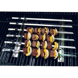 Steven Raichlen Lote 6 Brochetas BBQ 43 cm Acero Inoxidable con Soporte