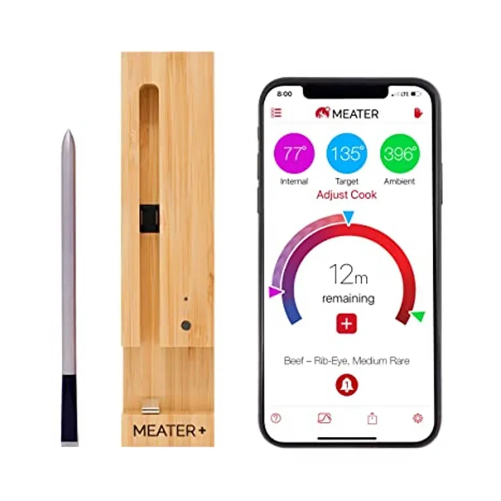 Meater Plus - Termómetro Inalámbrico Bluetooth para Carne Barbacoa con Sonda Inteligente Largo Alcance 50m y App iOS Android