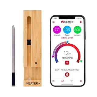Meater Plus - Kabelloses Bluetooth Fleischthermometer für Grill mit 50m Reichweite Smart Sonde und iOS Android App