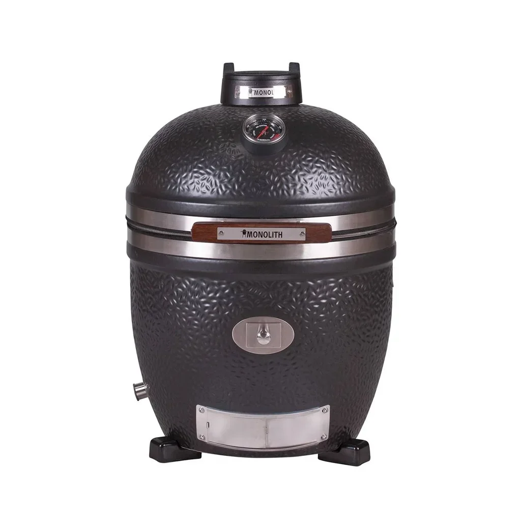 Monolith Kamado AVANTGARDE CLASSIC Autoportante - Barbacoa de cerámica premium negra mate 44 cm para 10 personas