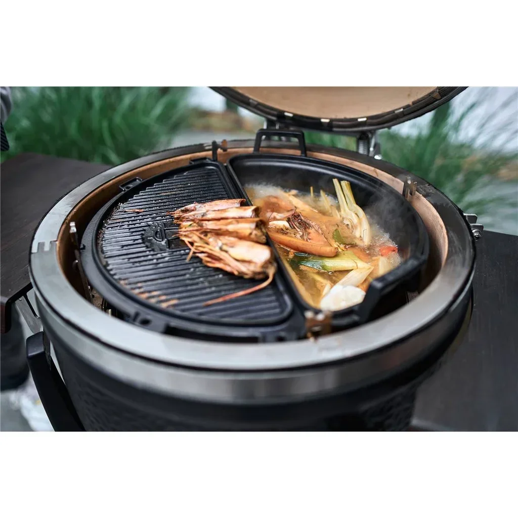 Monolith Kamado AVANTGARDE CLASSIC Freestanding - Premium Matte Black Ceramic BBQ Grill 44 cm for 10 People