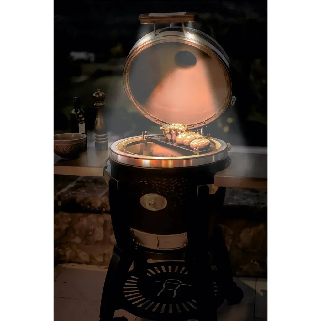 Monolith Kamado AVANTGARDE CLASSIC Freestanding - Premium Matte Black Ceramic BBQ Grill 44 cm for 10 People