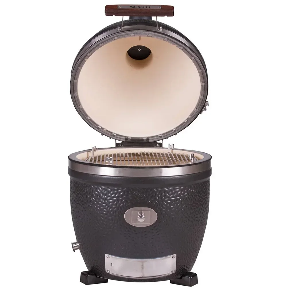 Monolith Kamado AVANTGARDE CLASSIC Autoportante - Barbacoa de cerámica premium negra mate 44 cm para 10 personas