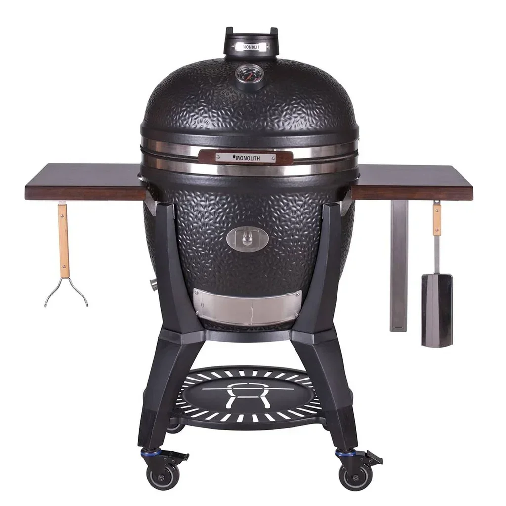 Monolith Kamado AVANTGARDE LeCHEF Negro Mate con Carrito de Transporte - Barbacoa de Cerámica Premium 52 cm