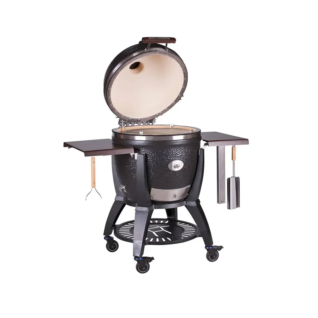 Monolith Kamado AVANTGARDE LeCHEF Negro Mate con Carrito de Transporte - Barbacoa de Cerámica Premium 52 cm