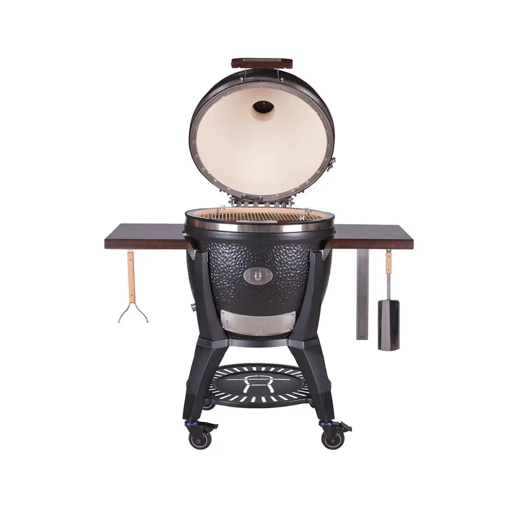 Monolith Kamado AVANTGARDE LeCHEF Negro Mate con Carrito de Transporte - Barbacoa de Cerámica Premium 52 cm