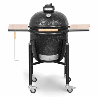 Monolith Kamado BASIC Negro – Barbacoa de cerámica portátil con carrito con ruedas