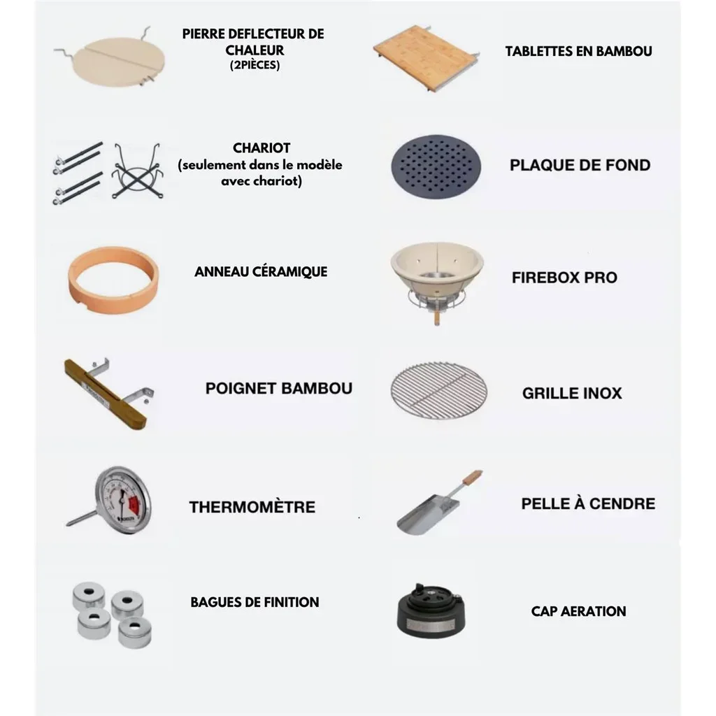 Monolith Kamado BASIC Negro – Barbacoa de cerámica portátil con carrito con ruedas