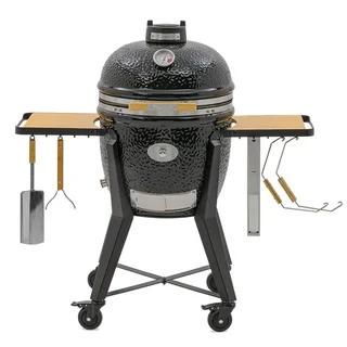 Monolith Kamado TWO 66 Negro con carrito, funda y piedra para pizza