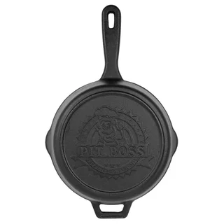 Set de 6 Accesorios para Barbacoa de Hierro Fundido Pit Boss: Sartén, Cacerola, Olla de 4L y Guantes de Cuero